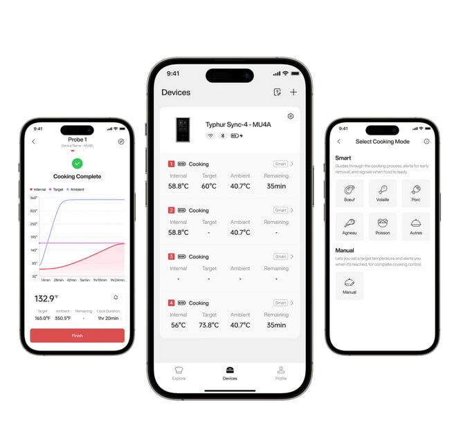 Typhur Sync Quad - drahtloses 4- Fühler Fleischthermometer - wireless