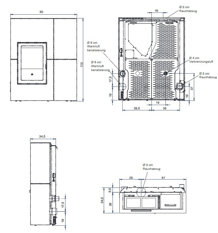 Pelletofen Edilkamin BLADE 12++ Evo - Stahl - 12,1 kW