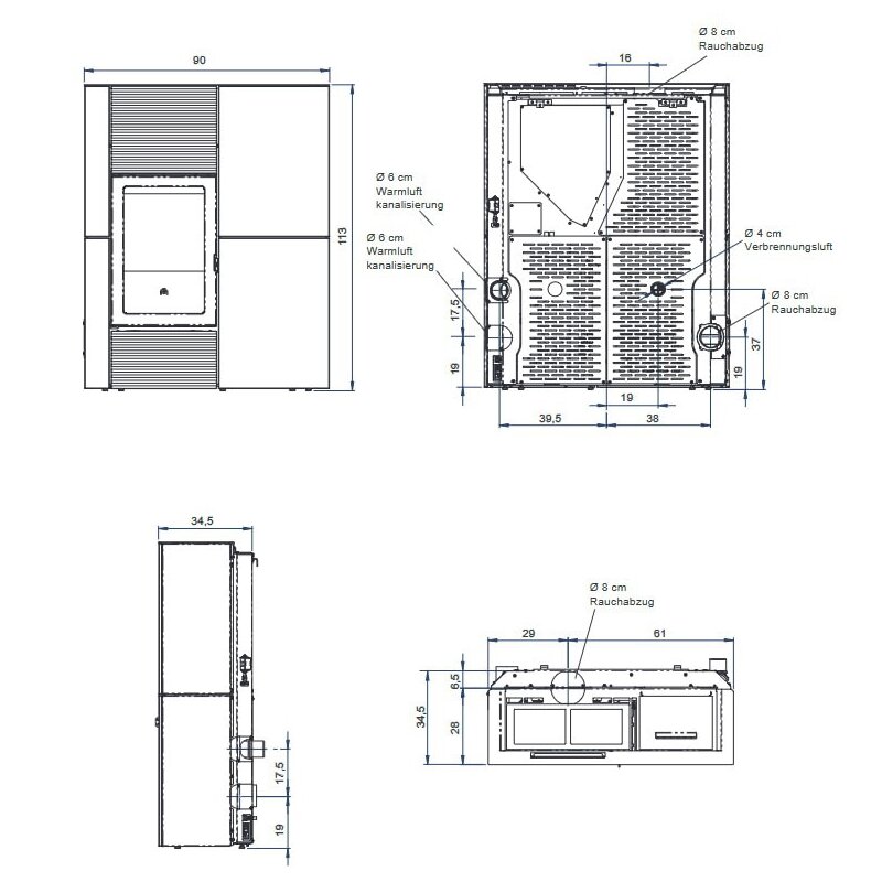 Pelletofen Edilkamin BLADE 12++ Evo - Naturstein - 12,1 kW
