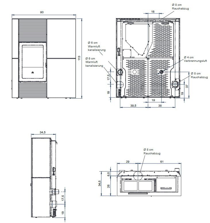 Pelletofen Edilkamin BLADE 12++ Evo - Naturstein - 12,1 kW