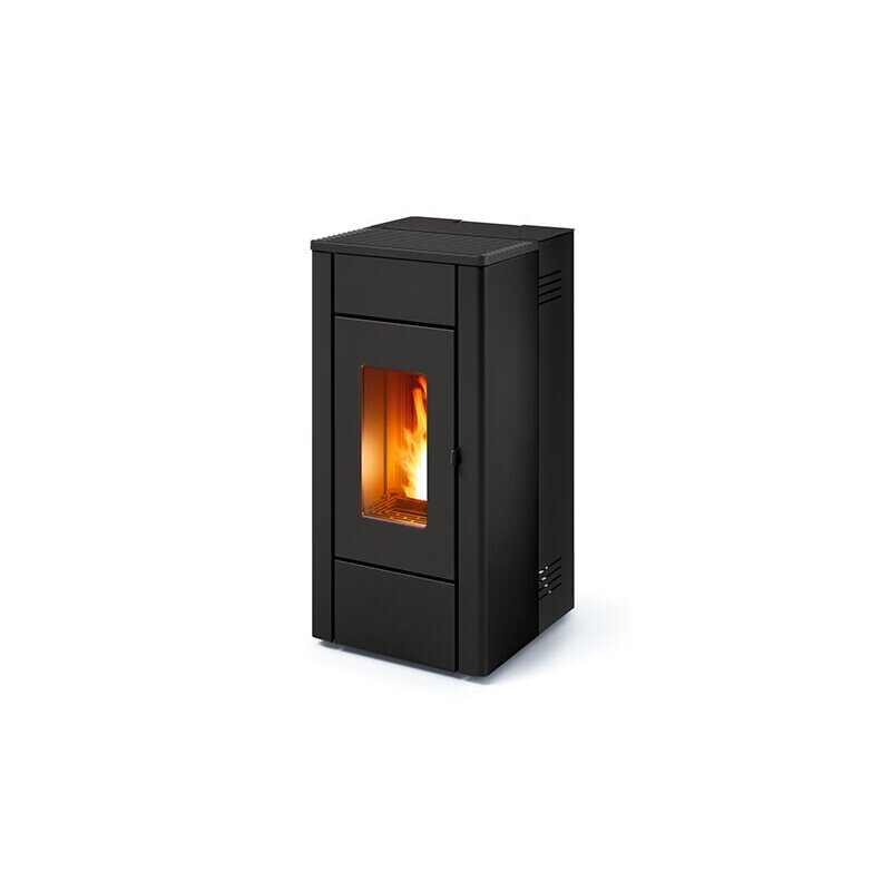 Eckiger Pelletofen MCZ Amy Air - 6 kW, grau-rot