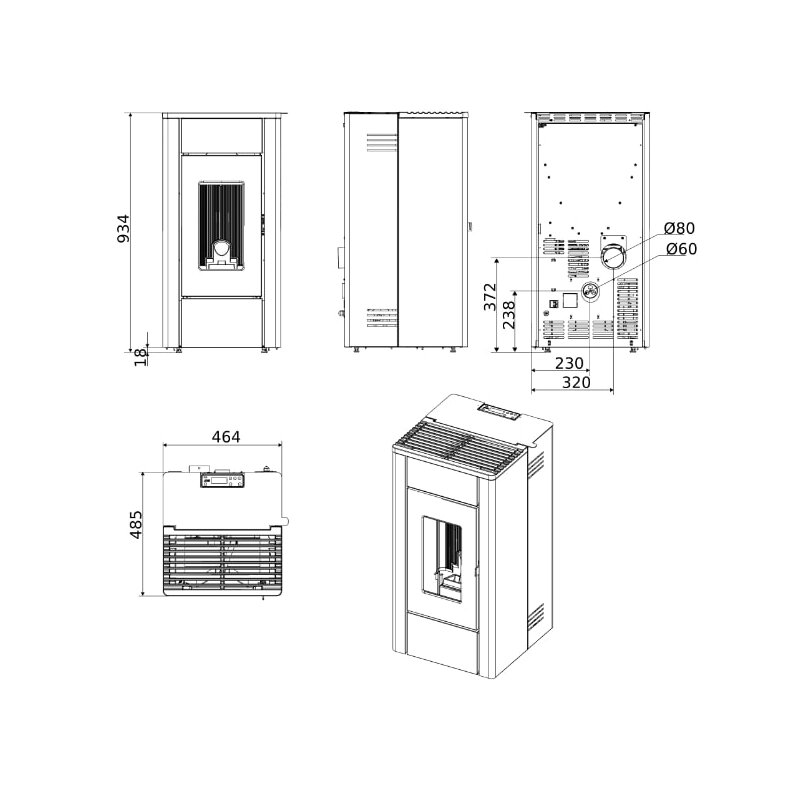 Pelletofen MCZ MAY Air 7 R S2 5S (Anschluss hinten) - 7 kW
