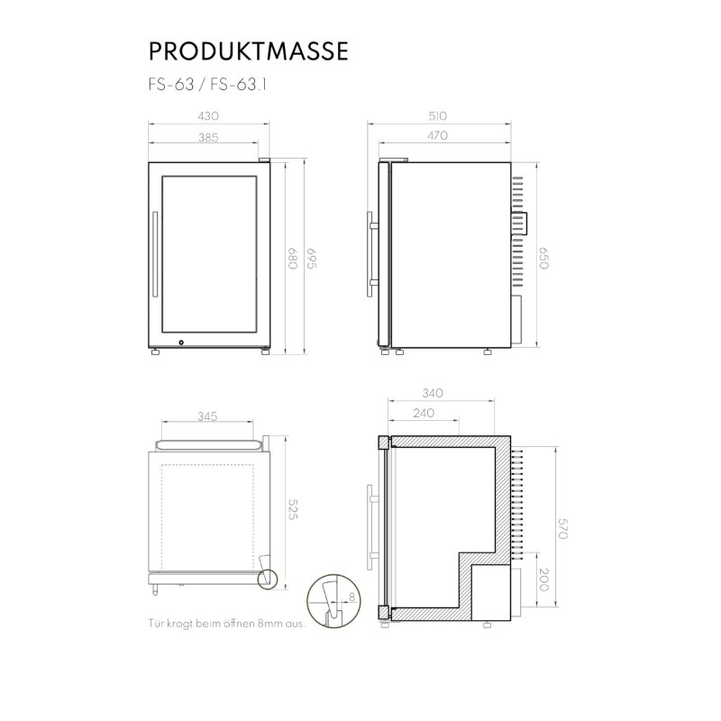 Vivandio Outdoor Kühlschrank - mattschwarz - FS-63 - 63 Liter