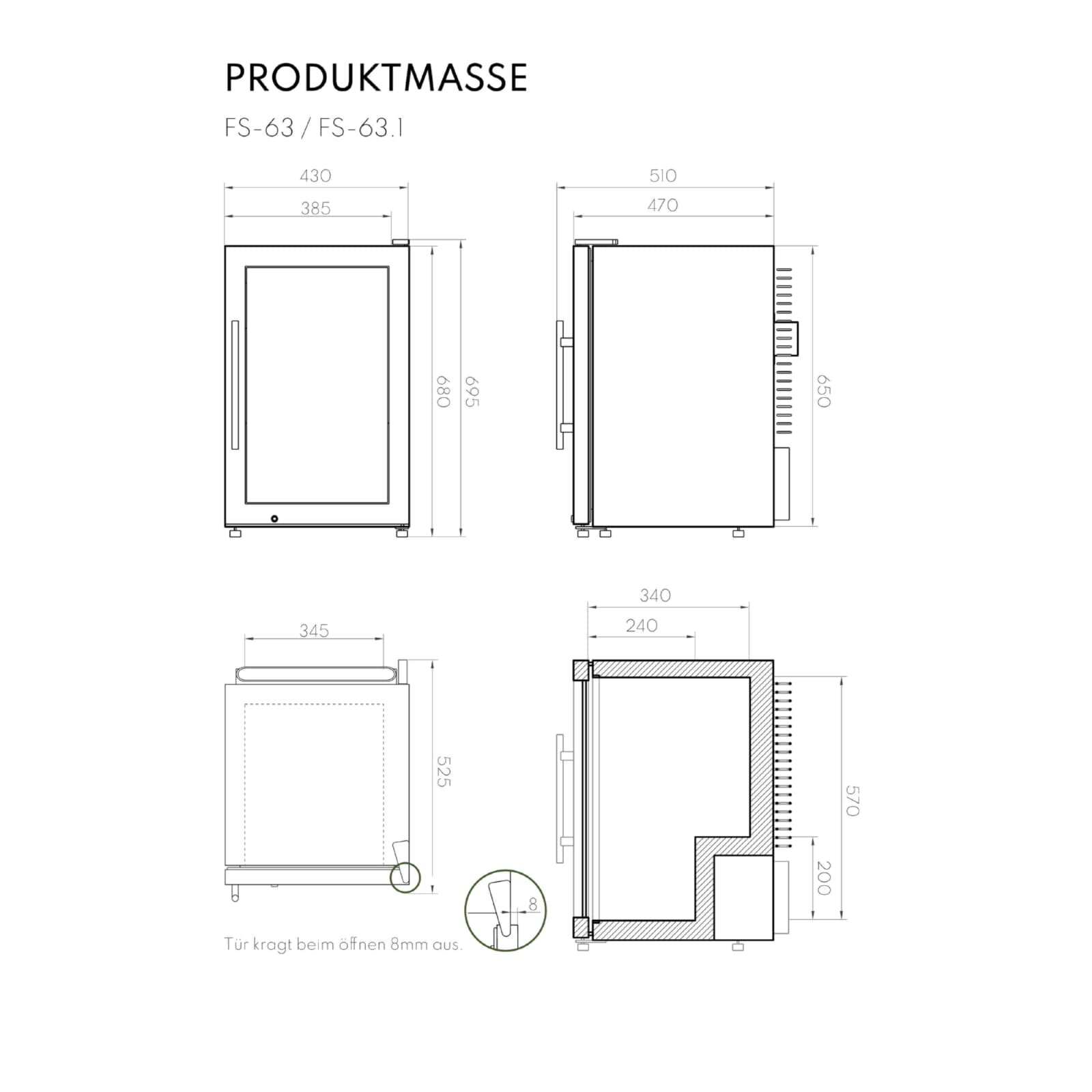 Vivandio Outdoor Kühlschrank - mattschwarz - FS-63 - 63 Liter