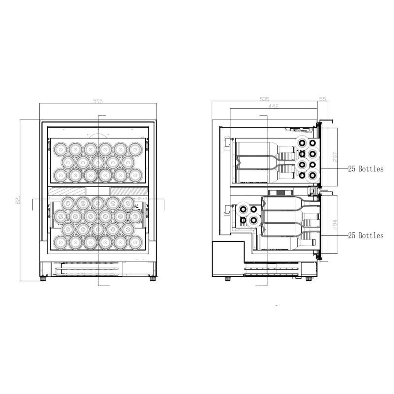 Vivandio Outdoor (Wein)kühlschrank mit Schubladen FD-110, 2 Zonen - Silber