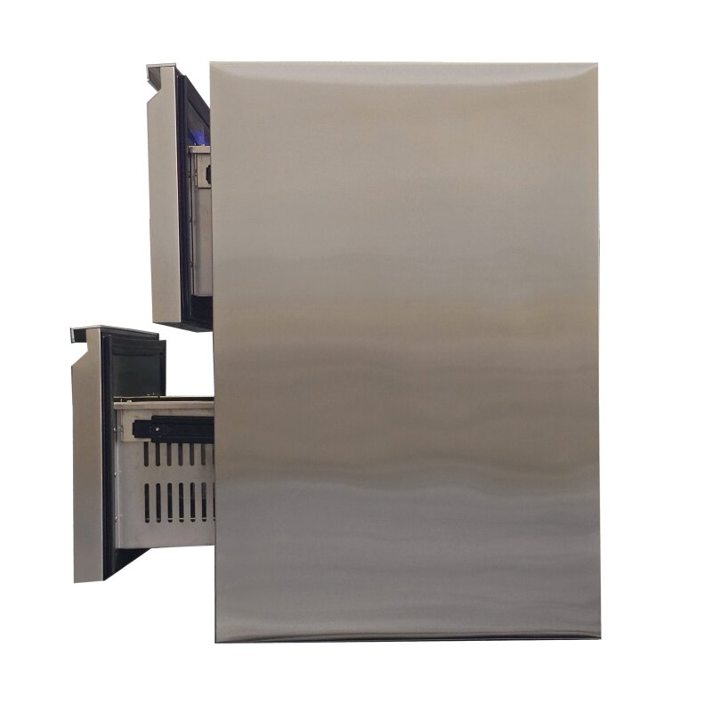 Vivandio Outdoor (Wein)kühlschrank mit Schubladen FD-110, 2 Zonen - Silber