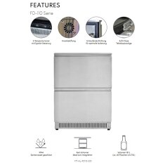 Vivandio Outdoor (Wein)kühlschrank mit Schubladen FD-110, 2 Zonen - Silber