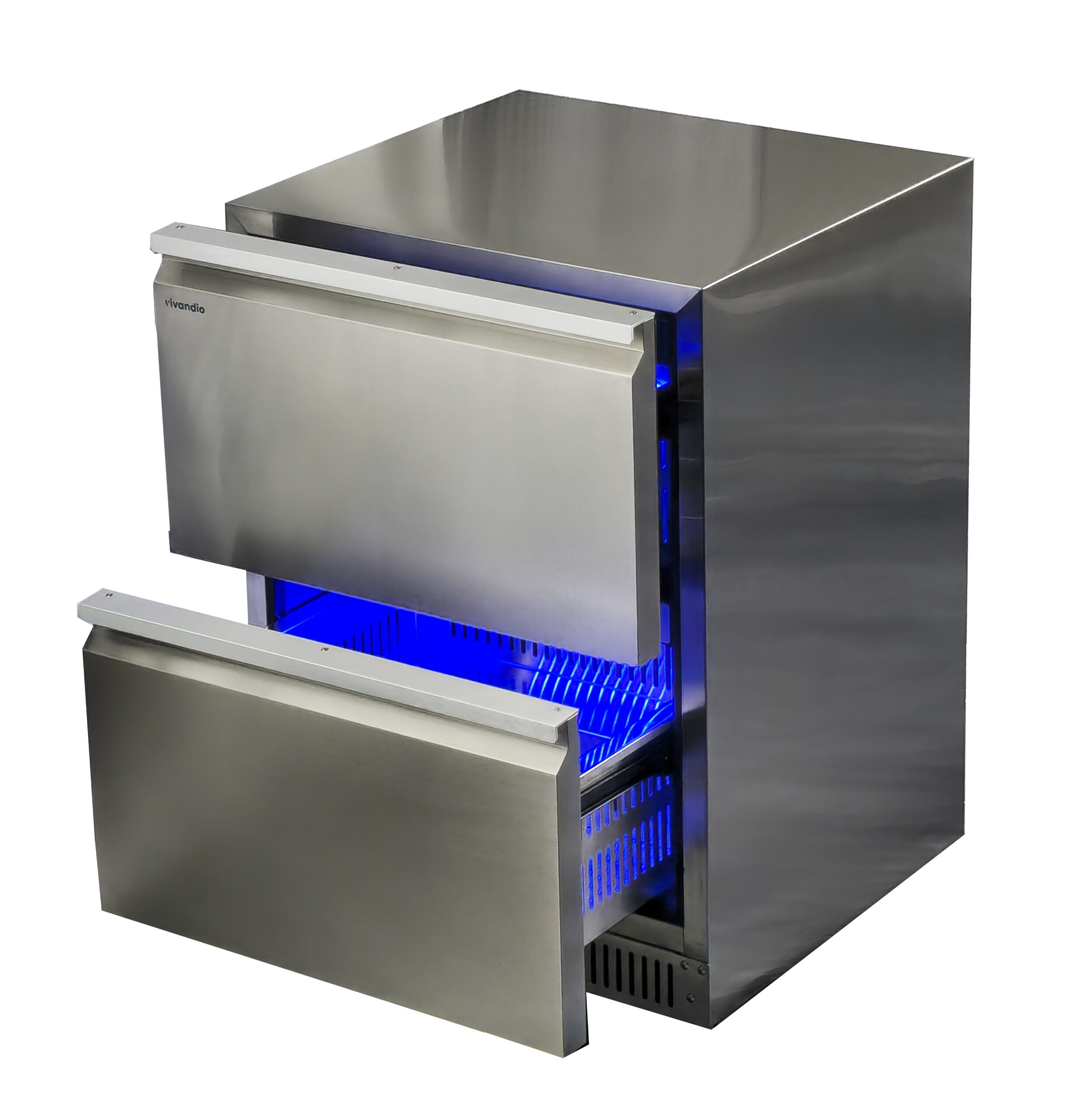 Vivandio Outdoor (Wein)kühlschrank mit Schubladen FD-110, 2 Zonen - Silber