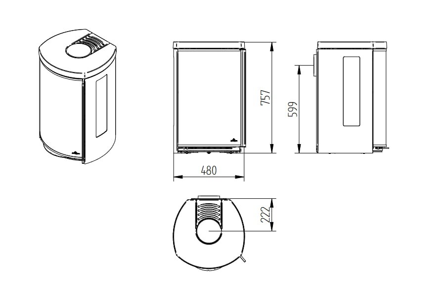 Kaminofen Jydepejsen Cozy Classic Wall mit Seitenfenster - 6 kW