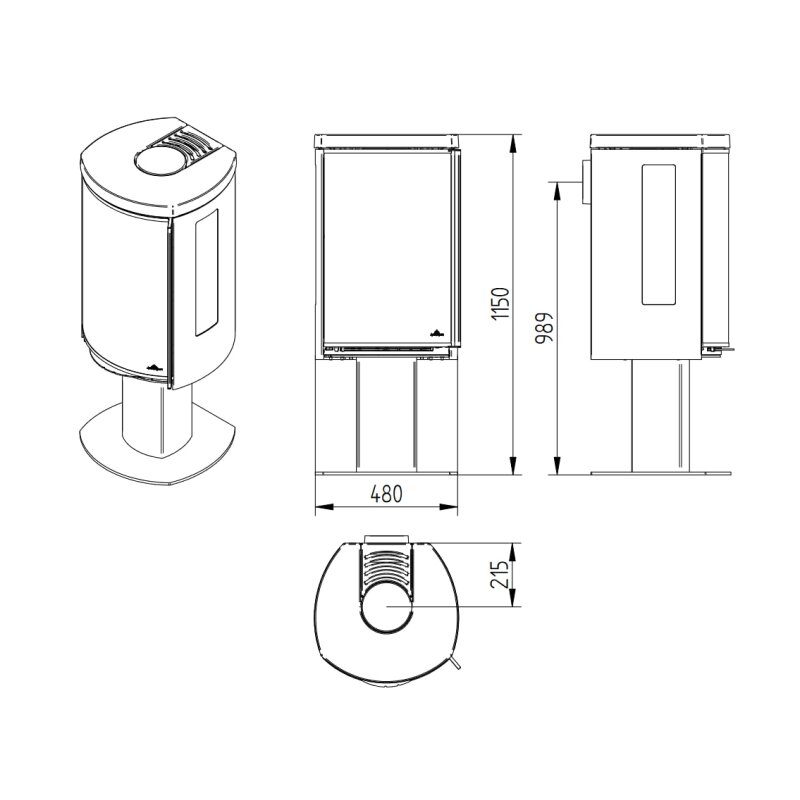 Kaminofen Jydepejsen Cozy Classic Base mit Seitenfenster - 6 kW