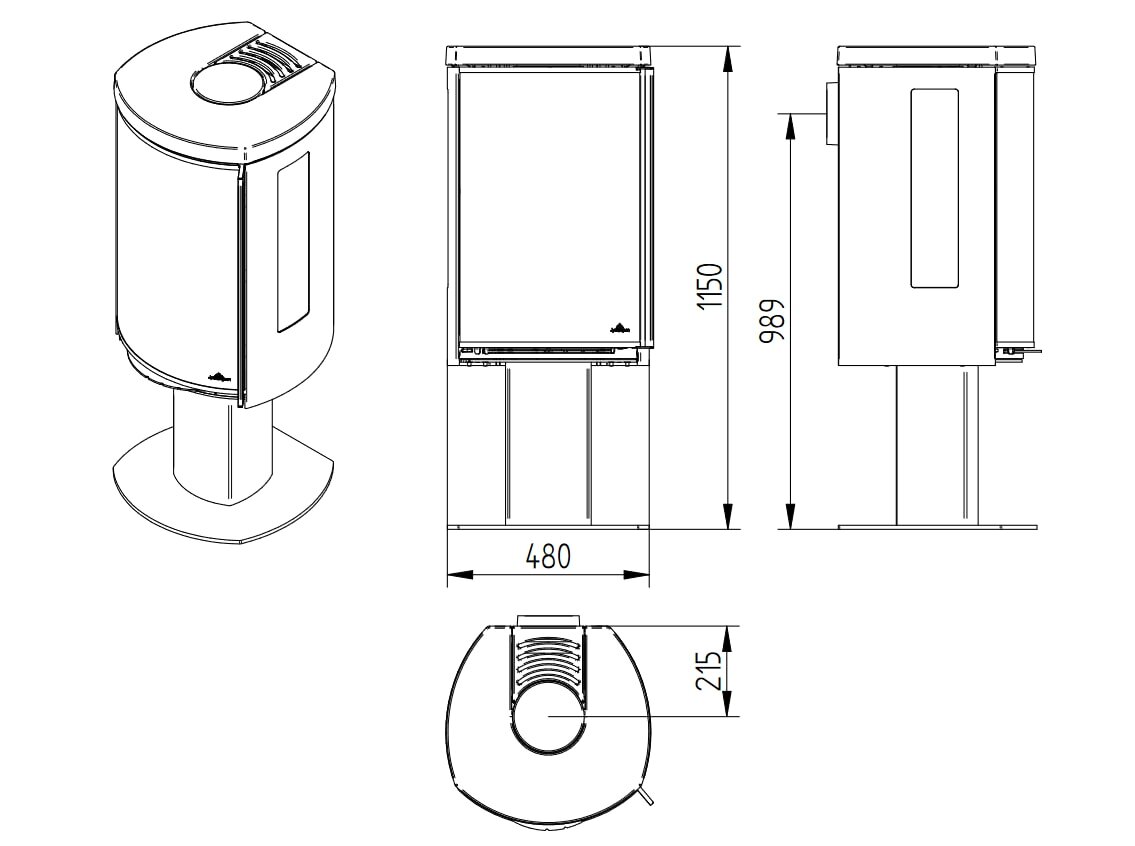 Kaminofen Jydepejsen Cozy Classic Base mit Seitenfenster - 6 kW