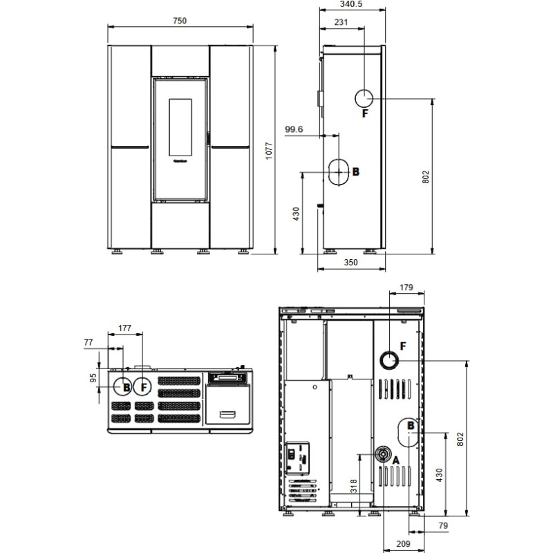 Pelletofen La Nordica Extraflame Marilena Plus 5.0 (kanalisierbar) - 8 kW