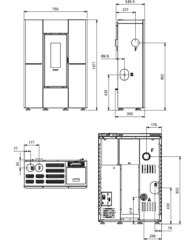 Pelletofen La Nordica Extraflame Marilena Plus 5.0 (kanalisierbar) - 8 kW