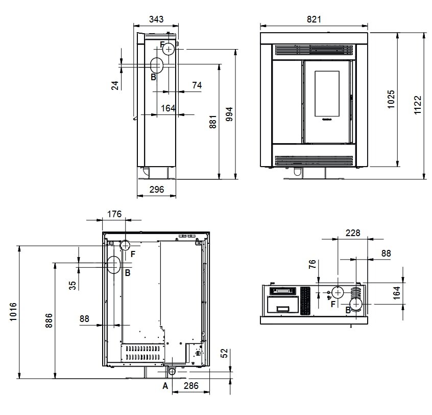 Pelletofen La Nordica Extraflame Souvenir Plus Steel 5.0 (kanalisierbar) - 10 kW