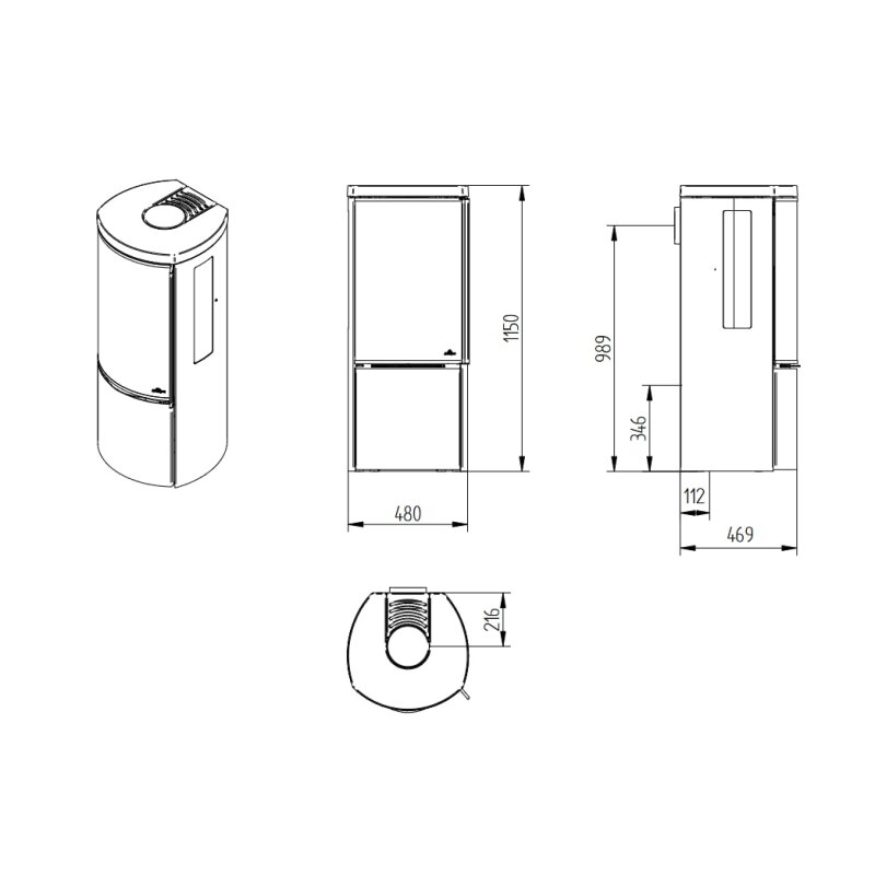 Kaminofen Jydepejsen Cozy Modern Wall mit Seitenfenster - 6 kW