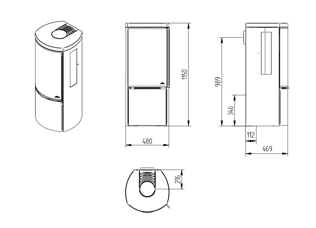 Kaminofen Jydepejsen Cozy Modern Wall mit Seitenfenster - 6 kW