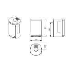 Kaminofen Jydepejsen Cozy Modern Base mit Seitenfenster - 6 kW