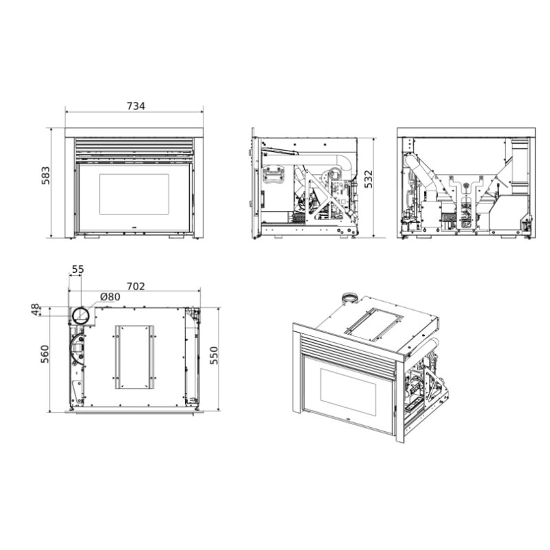 Kamineinsatz Pellet MCZ QBOX 70 Air 8 M1 - 7,9 kW