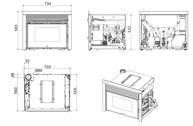 Kamineinsatz Pellet MCZ QBOX 70 Air 8 M1 - 7,9 kW