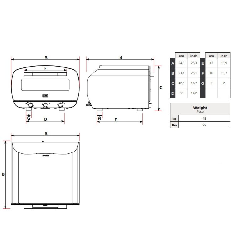 Alfa Forni elektrischer Pizzaofen Urbe - 3,1 kW