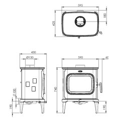 Kaminofen Gussofen Dovre Saga 207 - 8 kW - Schwarz