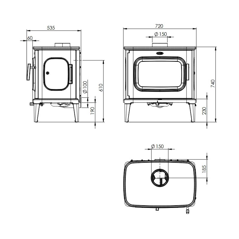 Kaminofen Gussofen Dovre Saga 301 - 10 kW - Schwarz