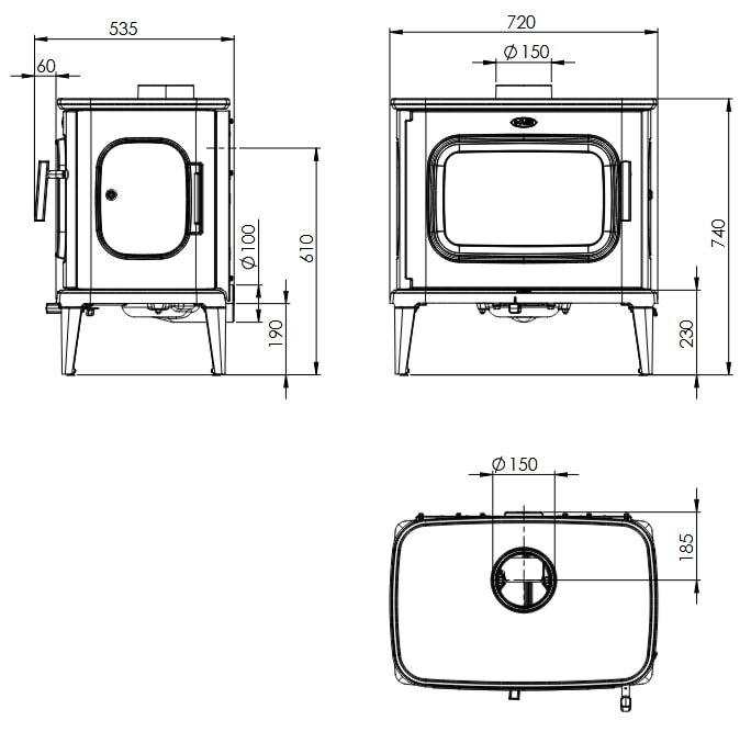 Kaminofen Gussofen Dovre Saga 301 - 10 kW - Schwarz