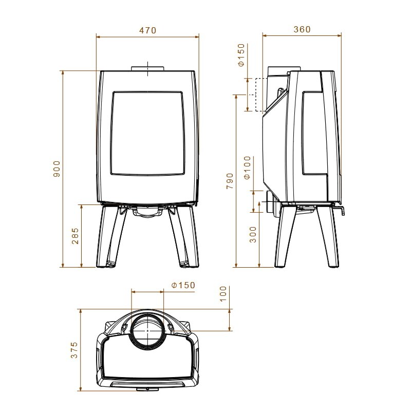 Kaminofen Gussofen Dovre Sense 103 - 7 kW - Schwarz