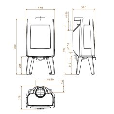 Kaminofen Gussofen Dovre Sense 103 - 7 kW - Schwarz