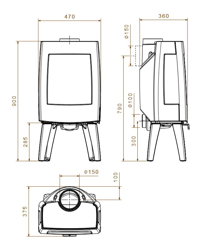 Kaminofen Gussofen Dovre Sense 103 - 7 kW - Schwarz