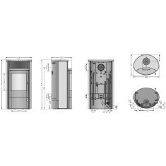 Kaminofen wassergeführt Oranier Pori Aqua - 10 kW - Stahl Schwarz - Verkleidung Stahl Schwarz