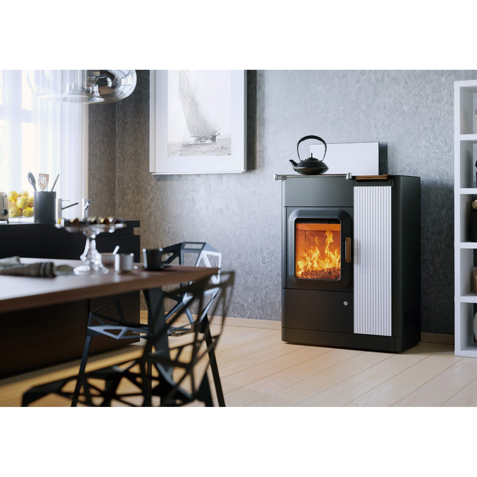 Kombiofen Pellet & Scheitholz Austroflamm Mo Duo Cook - 9,4 kW