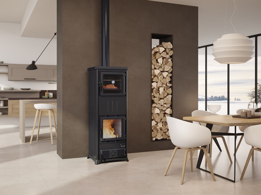 Kaminofen La Nordica Prestige Line - Nova Forno - 11,8 kW - Stahl Schwarz