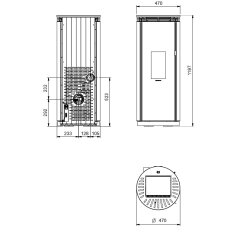 Pelletofen La Nordica Extraflame Prestige Line - Pamela Crystal BLSC Glas - 8 kW - Schwarz
