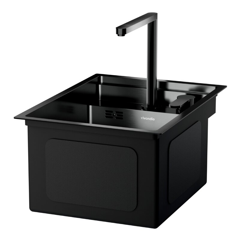 Vivandio Outdoor Spüle MC mit versenkbarer Armatur - schwarz