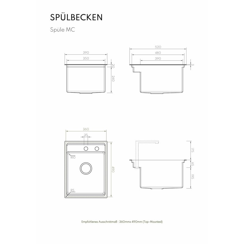 Vivandio Outdoor Spüle MC mit versenkbarer Armatur - schwarz