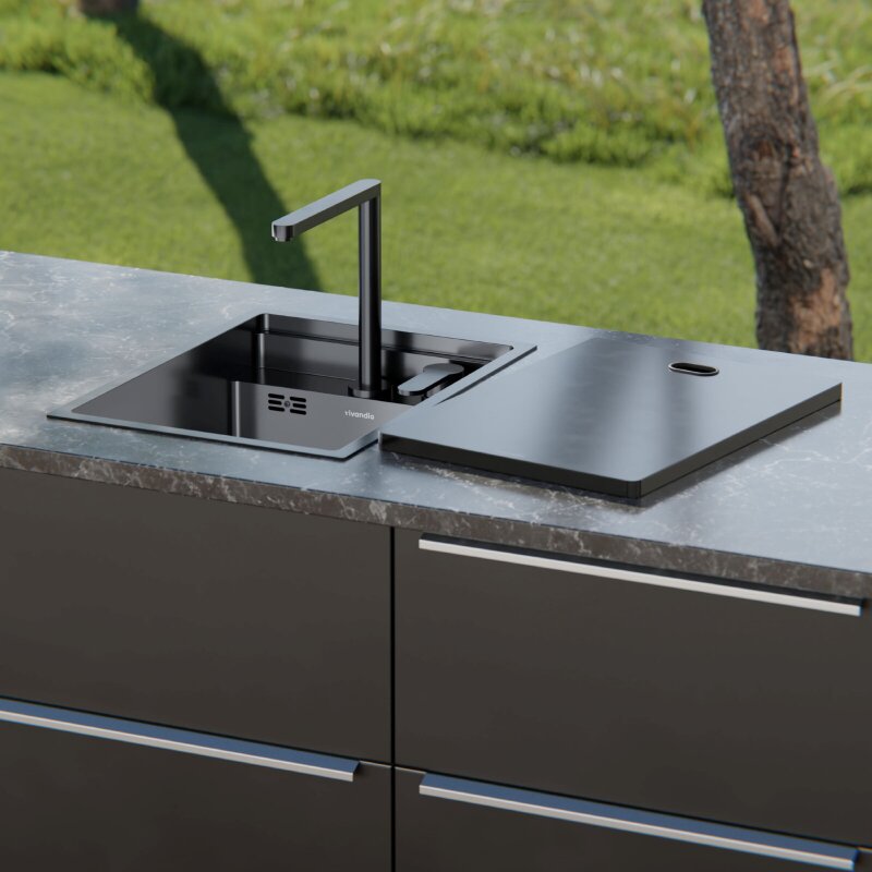 Vivandio Outdoor Spüle MC mit versenkbarer Armatur - schwarz