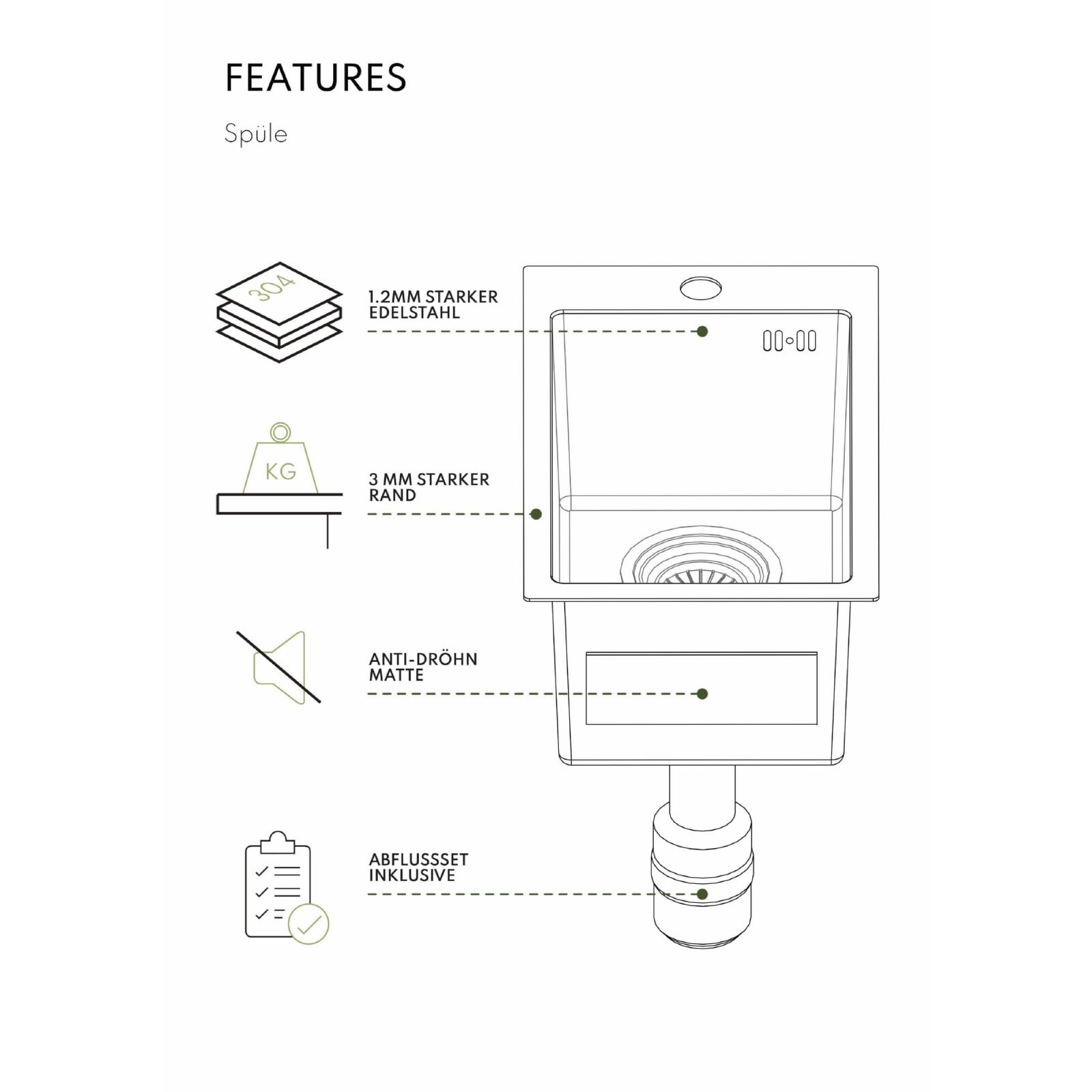 Vivandio Outdoor Spüle MC mit versenkbarer Armatur - schwarz