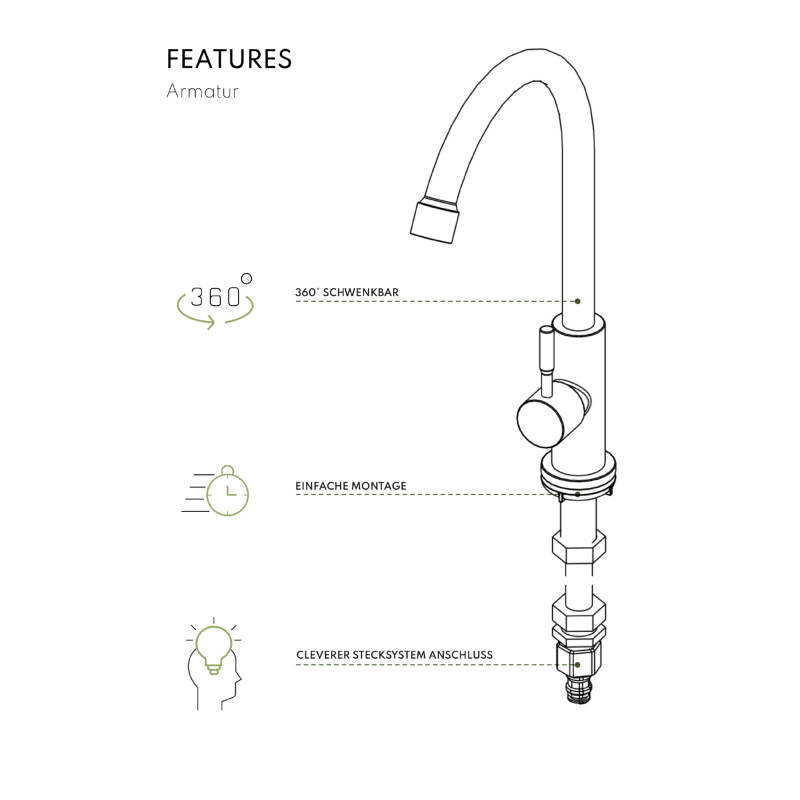 Vivandio quub Cocktailstation mit Kühlschrank und Spüle, Schwarz