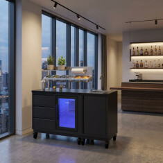 Vivandio quub Cocktailstation mit K&uuml;hlschrank und Sp&uuml;le, Schwarz