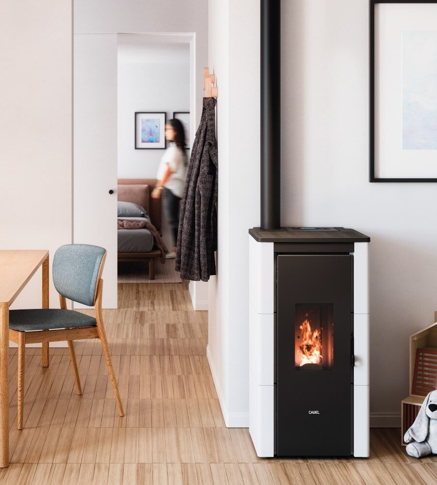 Pelletofen Cadel Cristal 7 Up (Anschluss oben) - 7 kW - Metall Weiß