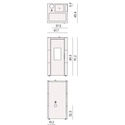 Pelletofen Cadel Cristal 7 Up (Anschluss oben) - 7 kW - Metall Weiß