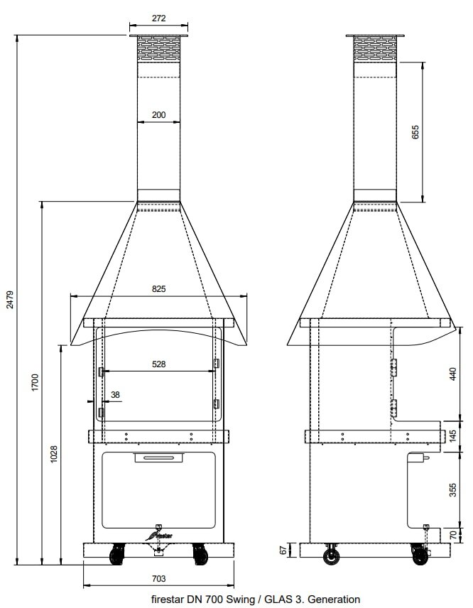 Gartenkamin/ Grill Firestar DN 700 Swing Glas (3.Generation)