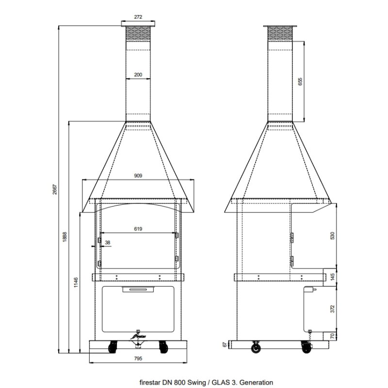 Gartenkamin/ Grill Firestar DN 800 Swing (3. Generation)
