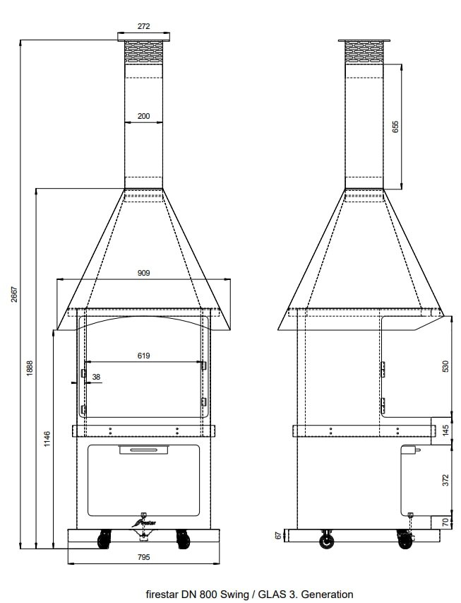 Gartenkamin/ Grill Firestar DN 800 Swing (3. Generation)