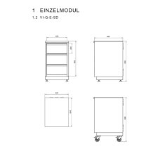 Vivandio Outdoork&uuml;che quub - Schubladenmodul, Schwarz