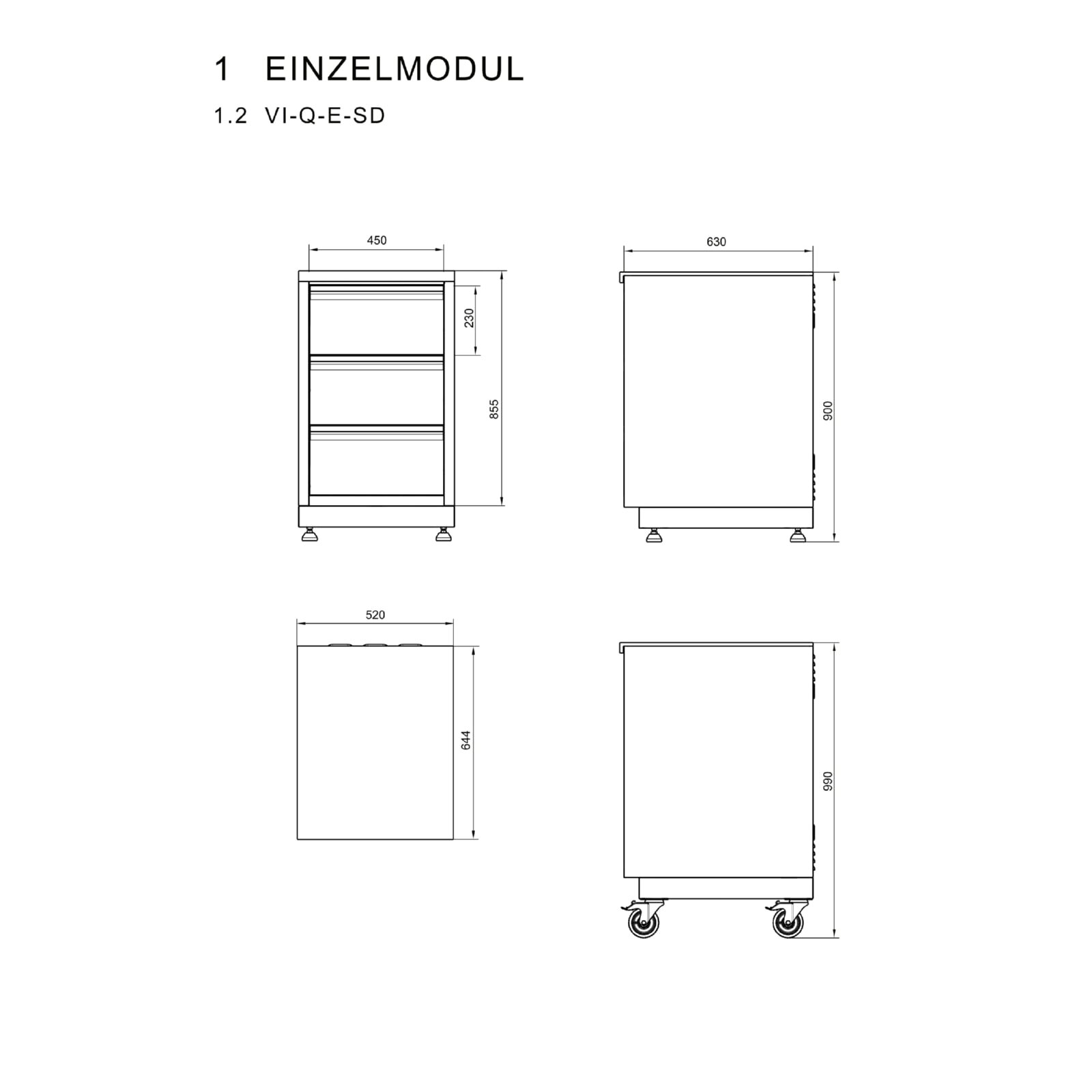 Vivandio Outdoorküche quub - Schubladenmodul, Schwarz