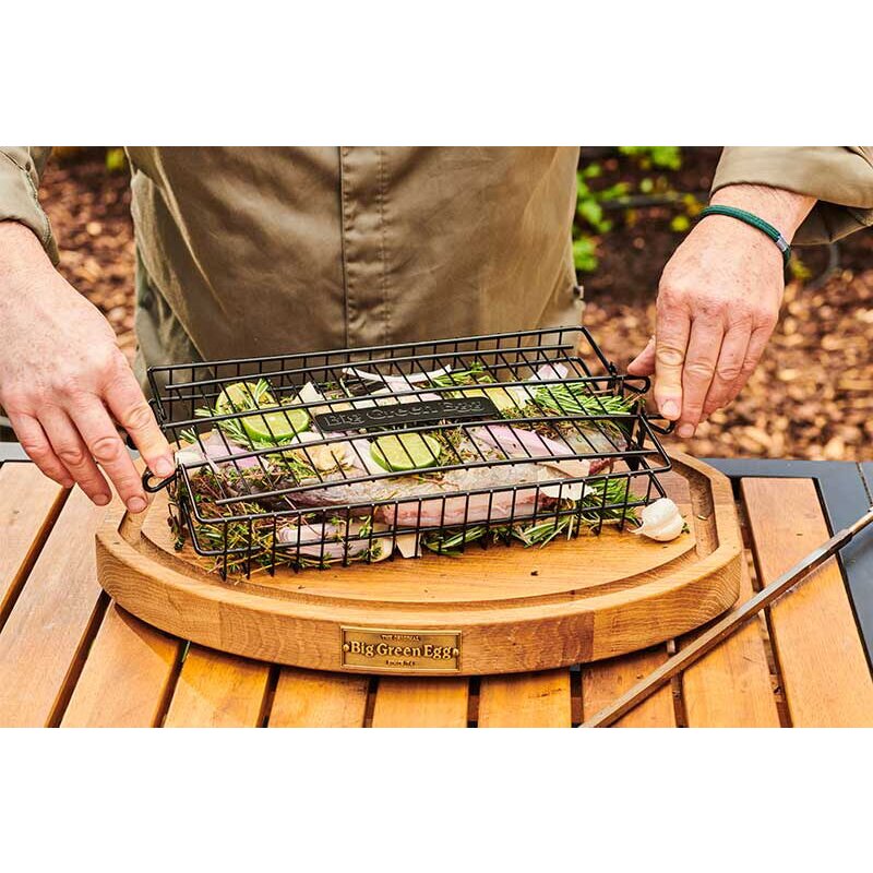 Big Green Egg - Flacher Grillkorb für Drehspieß / Rottisserie