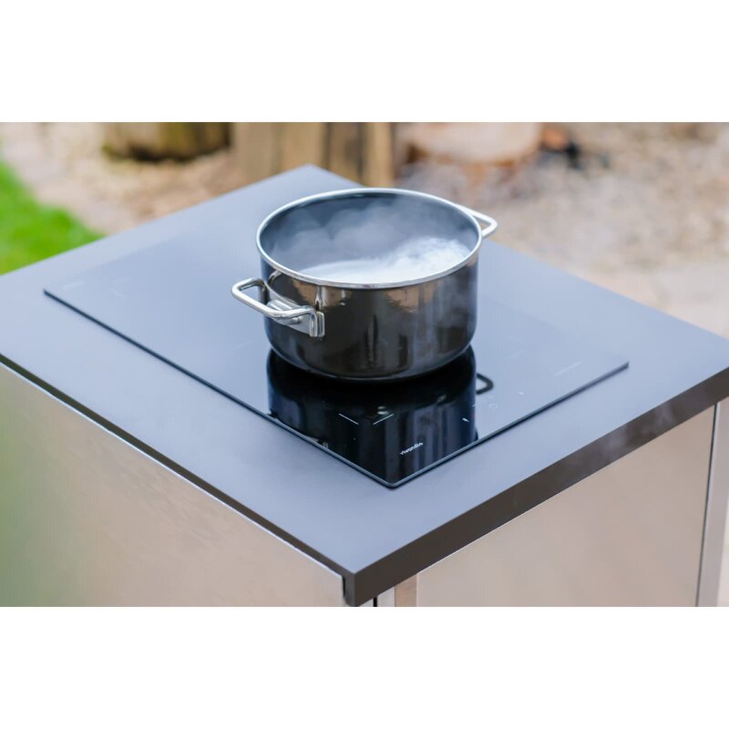 Vivandio Outdoorküche quub - Kühlschrank + Kochmodul Induktion - Silber