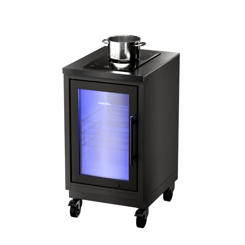 Vivandio Outdoorküche quub - Kühlschrank + Kochmodul Induktion - Schwarz